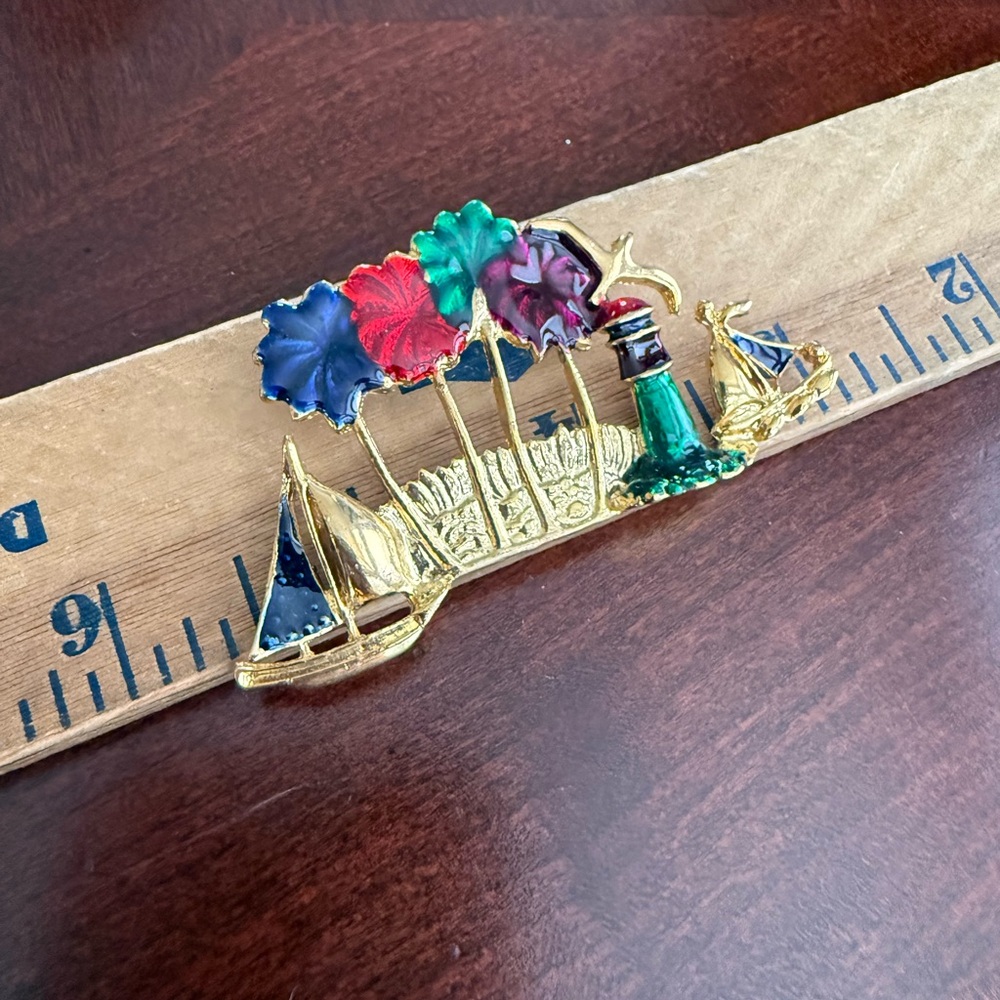 Vintage Enamel Tropical Brooch